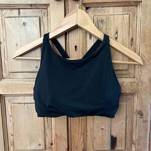 Athleta Size XS Sports Bra Black High‎ Neck Racerback Strappy Padded Athletic